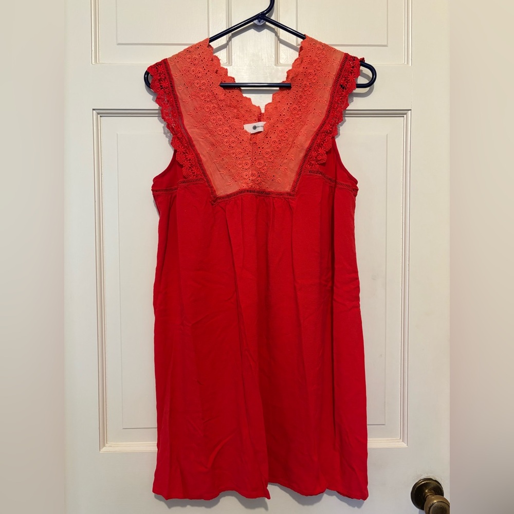 Women’s orange red sleeveless dress lace sexy colorful summer pool casual sport
